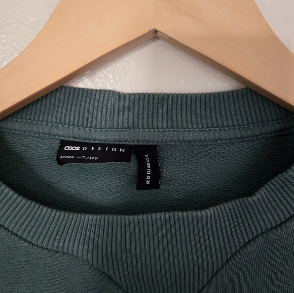 ASOS crew sweatshirt NYC in dark sage green size 6 - Picture 2 of 7